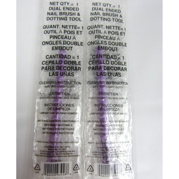 Avon Dual Ended Nail Brush & Dotting Tool Purple Lot of 2 Discontinued Sealed - Picture 3 of 3